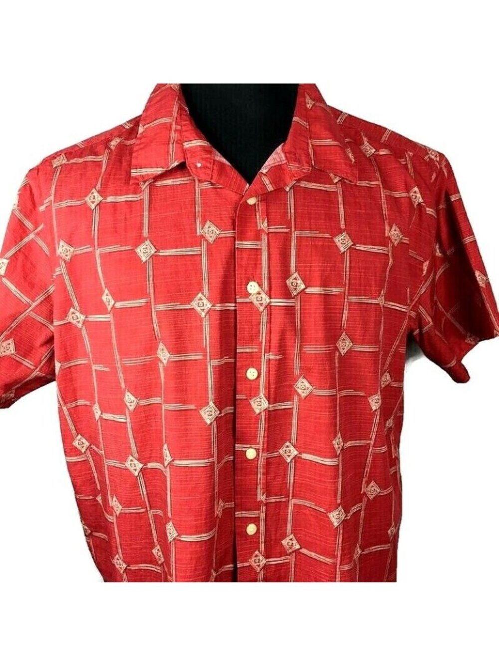 Batik Bay Graphic Print Lounger Camp shirt Trim Fit red size XXL
